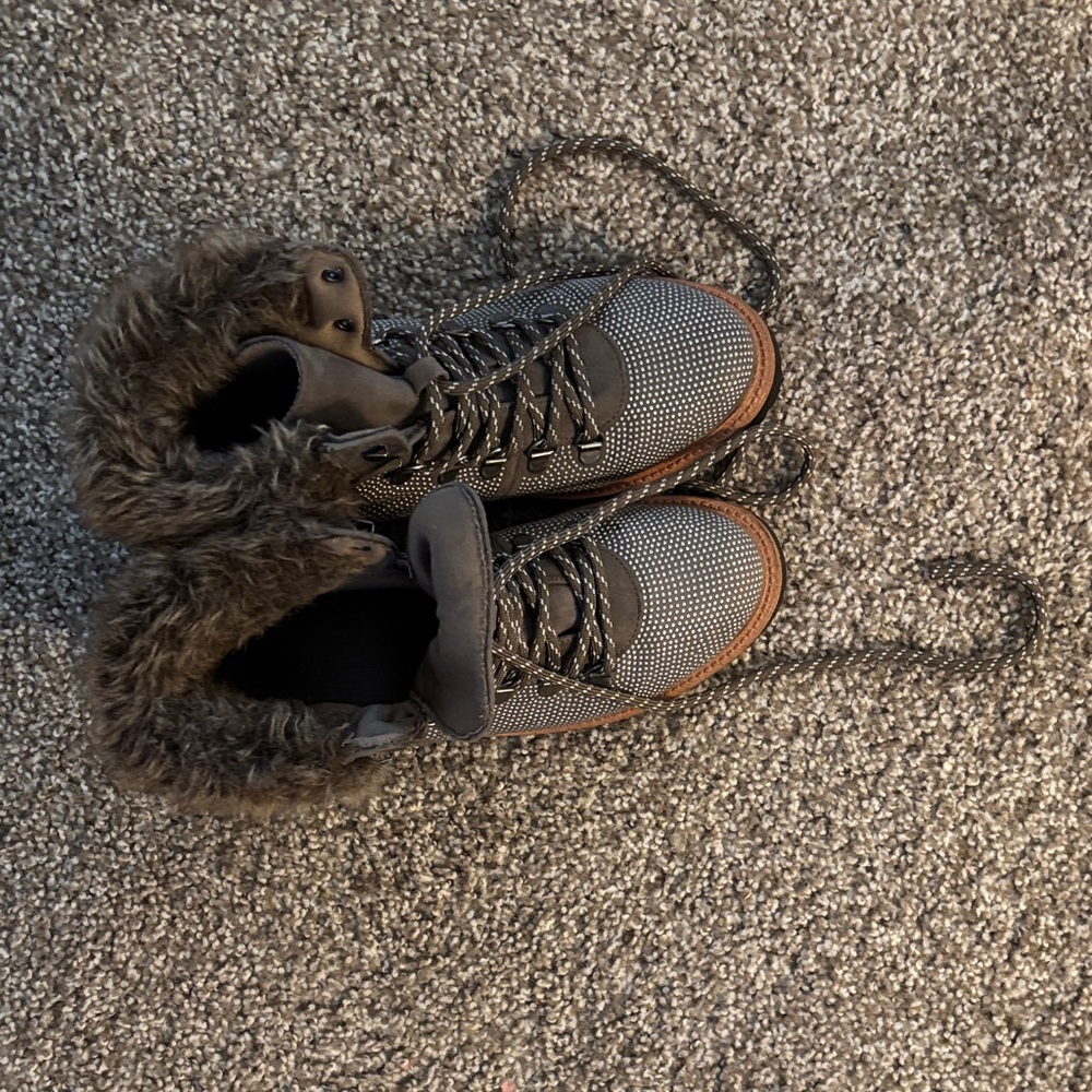 Report Gray and Brown Ankle Boots